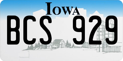 IA license plate BCS929