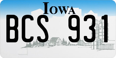 IA license plate BCS931