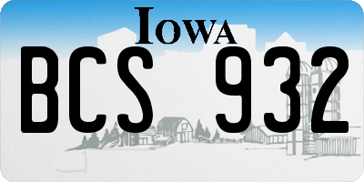 IA license plate BCS932