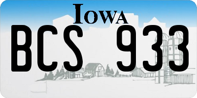 IA license plate BCS933