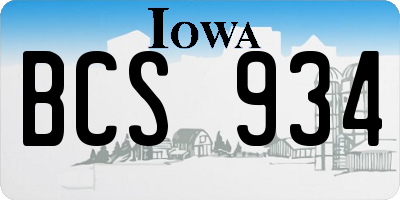 IA license plate BCS934
