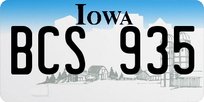 IA license plate BCS935