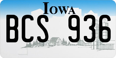 IA license plate BCS936