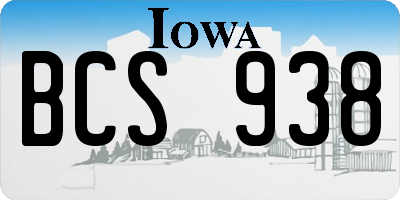 IA license plate BCS938