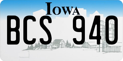 IA license plate BCS940