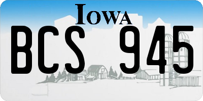 IA license plate BCS945