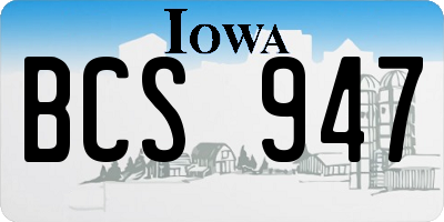 IA license plate BCS947