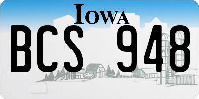 IA license plate BCS948