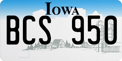 IA license plate BCS950