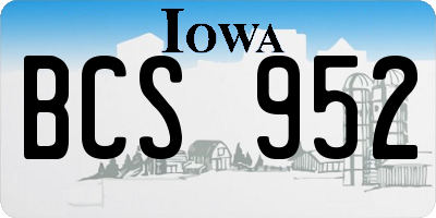 IA license plate BCS952