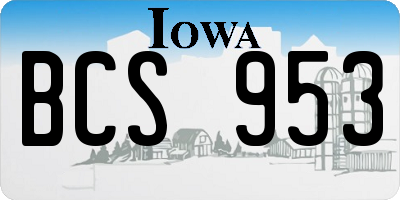 IA license plate BCS953
