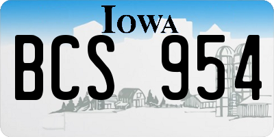 IA license plate BCS954