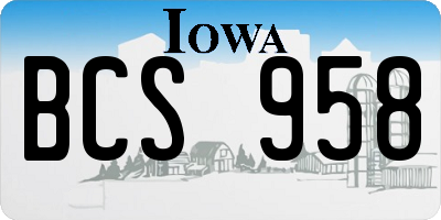 IA license plate BCS958