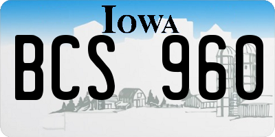 IA license plate BCS960