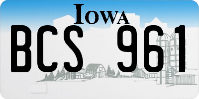 IA license plate BCS961