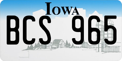IA license plate BCS965