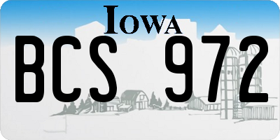 IA license plate BCS972