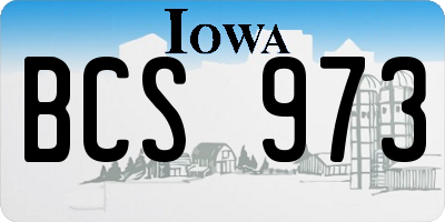 IA license plate BCS973