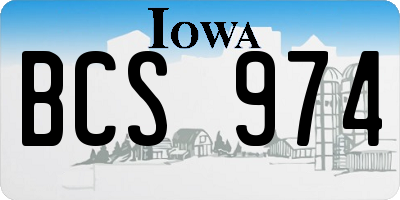 IA license plate BCS974