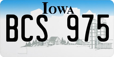 IA license plate BCS975