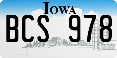 IA license plate BCS978