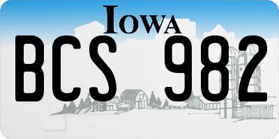IA license plate BCS982