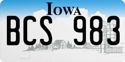 IA license plate BCS983