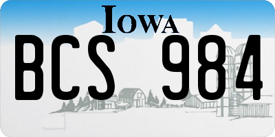 IA license plate BCS984