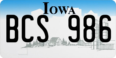IA license plate BCS986