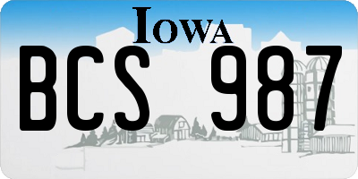 IA license plate BCS987