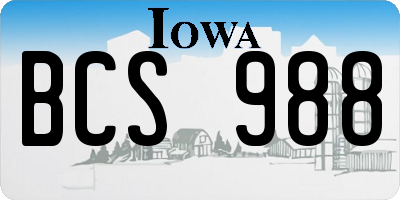 IA license plate BCS988
