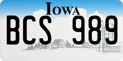 IA license plate BCS989