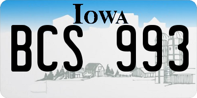 IA license plate BCS993