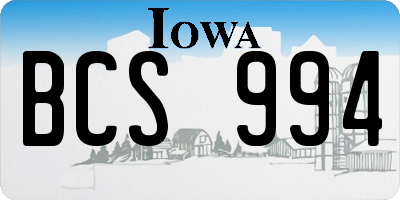 IA license plate BCS994