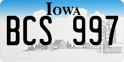 IA license plate BCS997