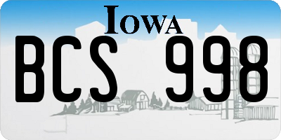 IA license plate BCS998