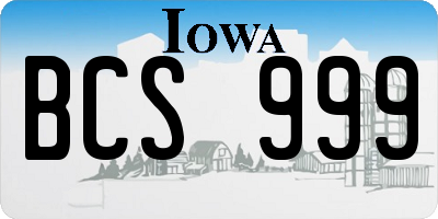 IA license plate BCS999