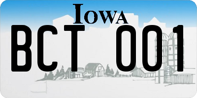 IA license plate BCT001