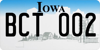 IA license plate BCT002