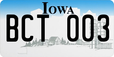 IA license plate BCT003