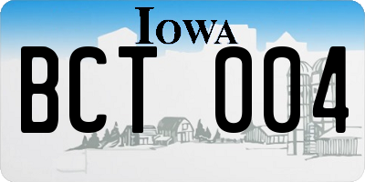 IA license plate BCT004