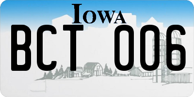 IA license plate BCT006