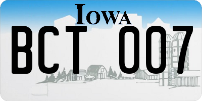 IA license plate BCT007