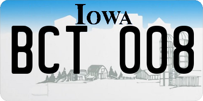 IA license plate BCT008