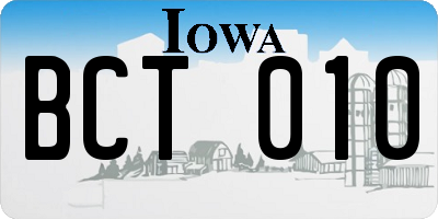 IA license plate BCT010