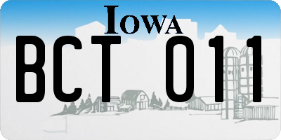 IA license plate BCT011