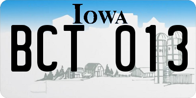 IA license plate BCT013