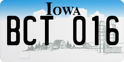 IA license plate BCT016