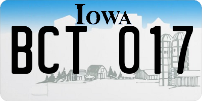 IA license plate BCT017
