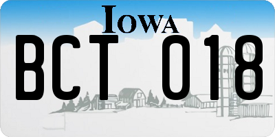 IA license plate BCT018